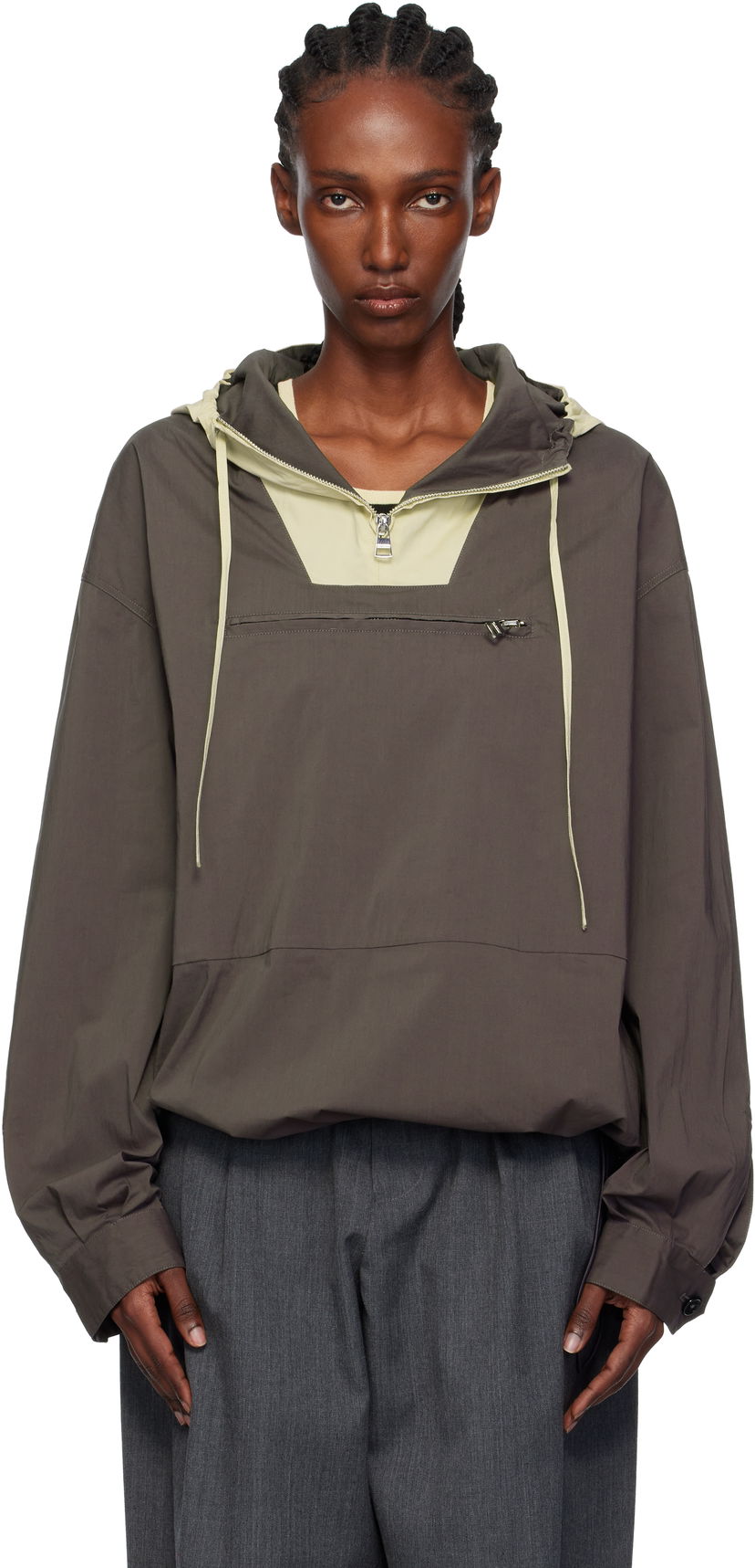 Вітровка JW Anderson JW Anderson Contrast Hood Anorak Коричневий | JK0415-PG1838