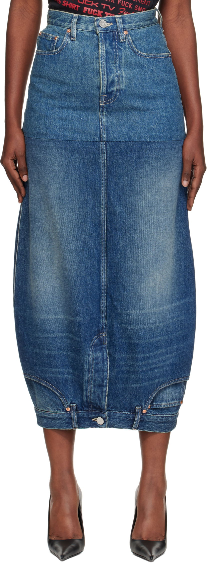 Спідниця VETEMENTS Vetements Double Denim Midi Skirt Синій | WH76DK880VBBG