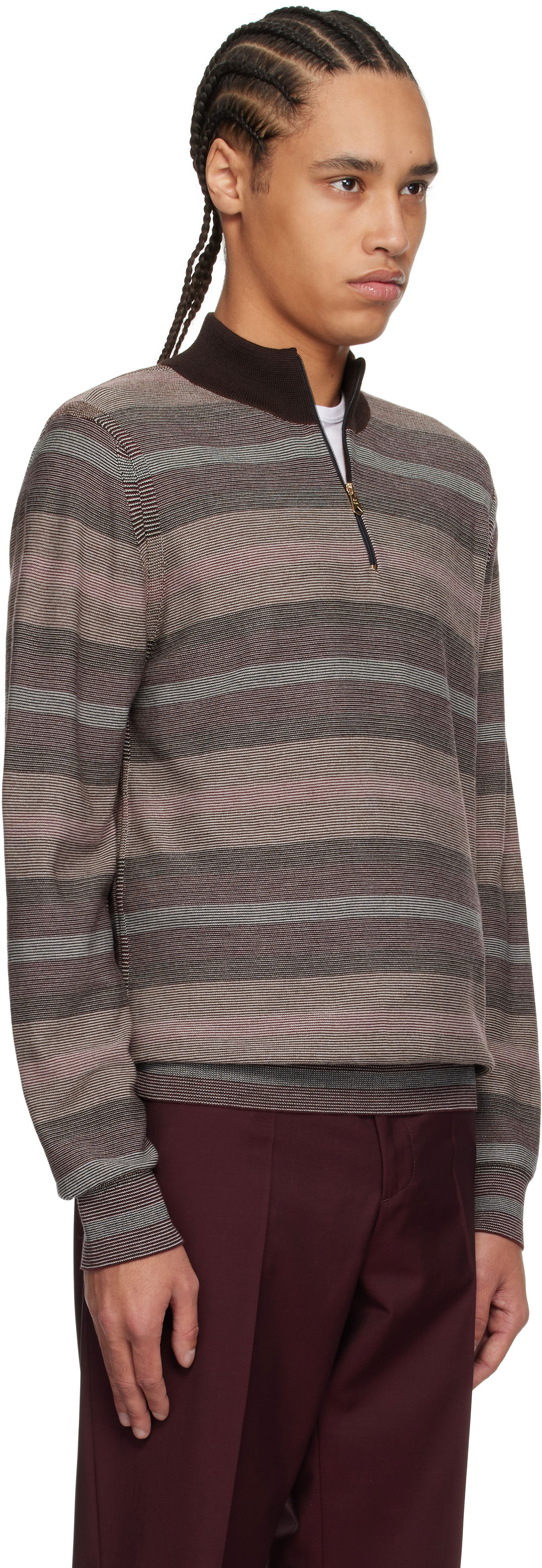 Cветр Paul Smith Paul Smith Hazy Stripe Zip Sweater Коричневий | M1R-254Z-P02590-92, 1