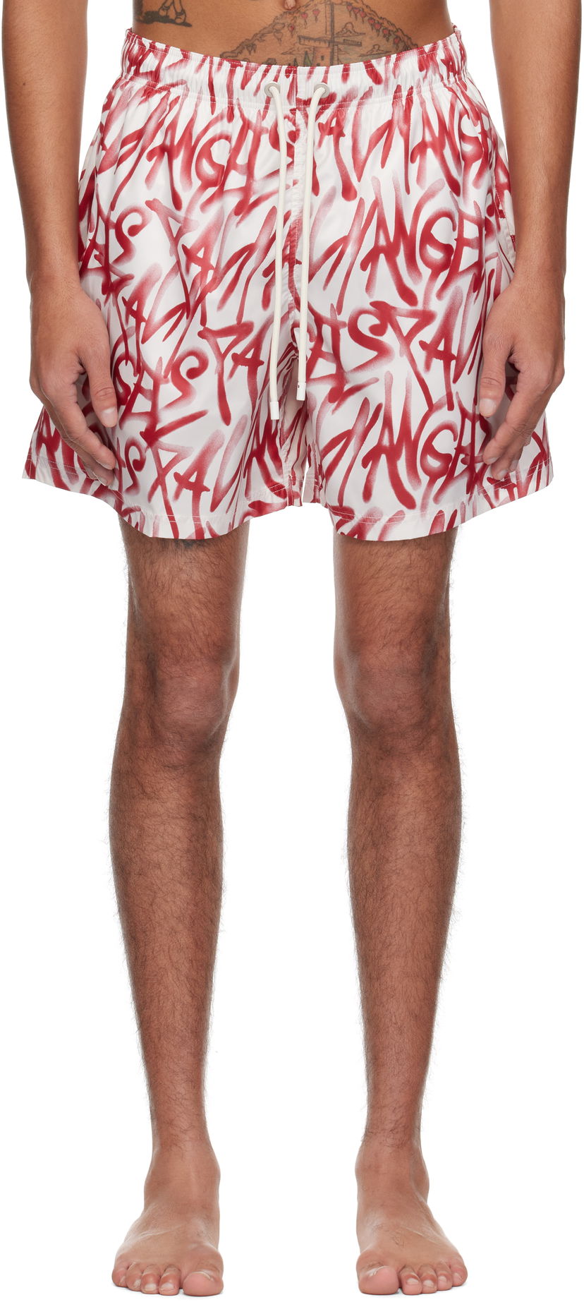 Купальники Palm Angels Palm Angels Graffiti Print Swim Shorts білий | PMFD012S25FAB0010325