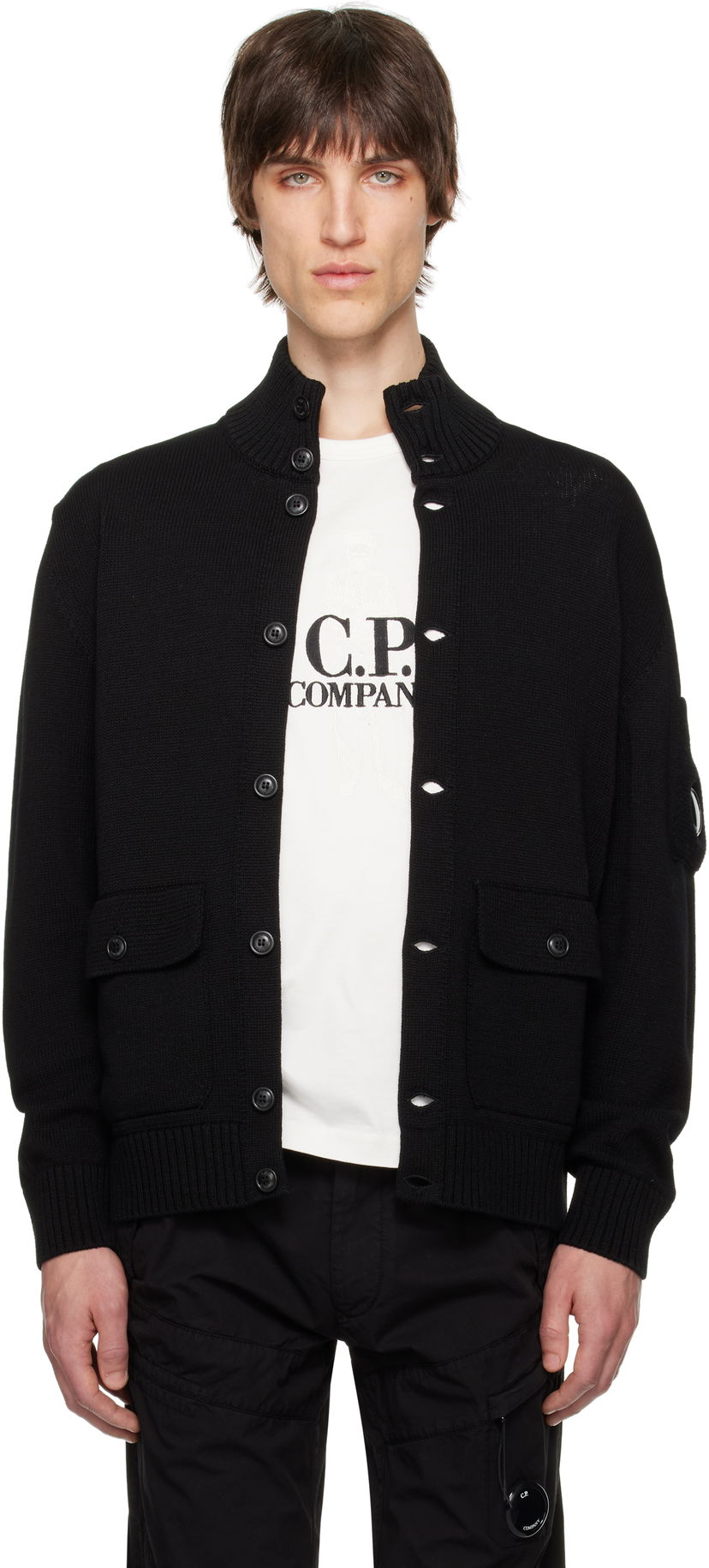 Cветр C.P. Company C.P. Company Knit Lens Cardigan чорний | 18CMKN078A-110058A