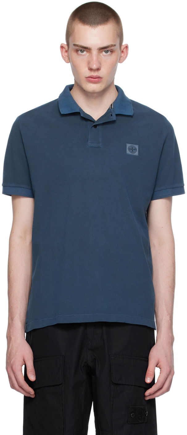 Сорочка поло Stone Island Patch Polo Tee темно-синій | 80152SC67