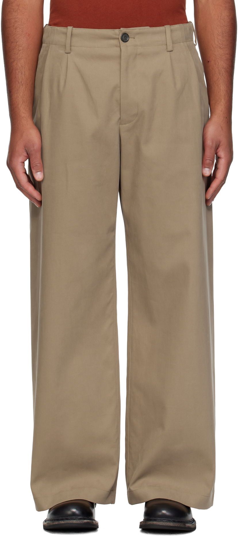 Штани OUR LEGACY Bridge Pleated Wide-Leg Chino Trousers бежевий | M4254BS