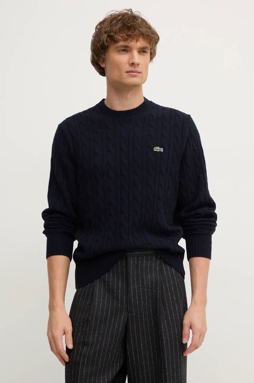 Cветр Lacoste Navy Blue Wool Cable Knit Sweater темно-синій | AH2924