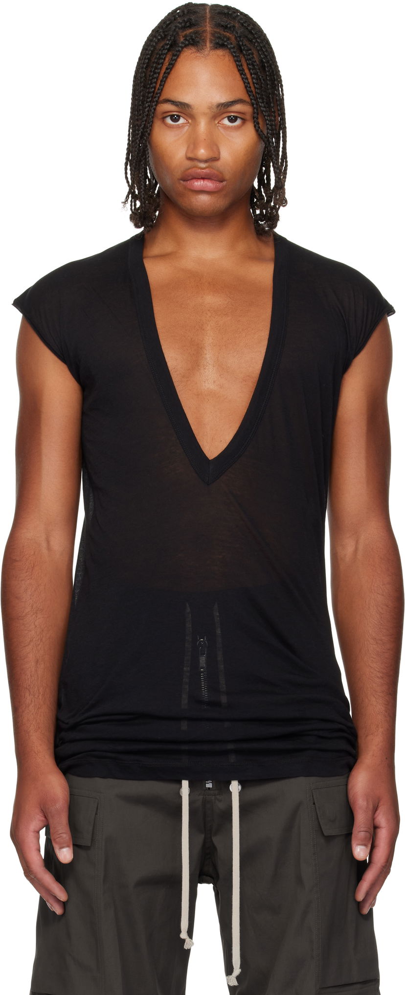 Футболка Rick Owens Rick Owens Concordians Dylan Deep V-Neck T-Shirt чорний | RU02E1157 UC