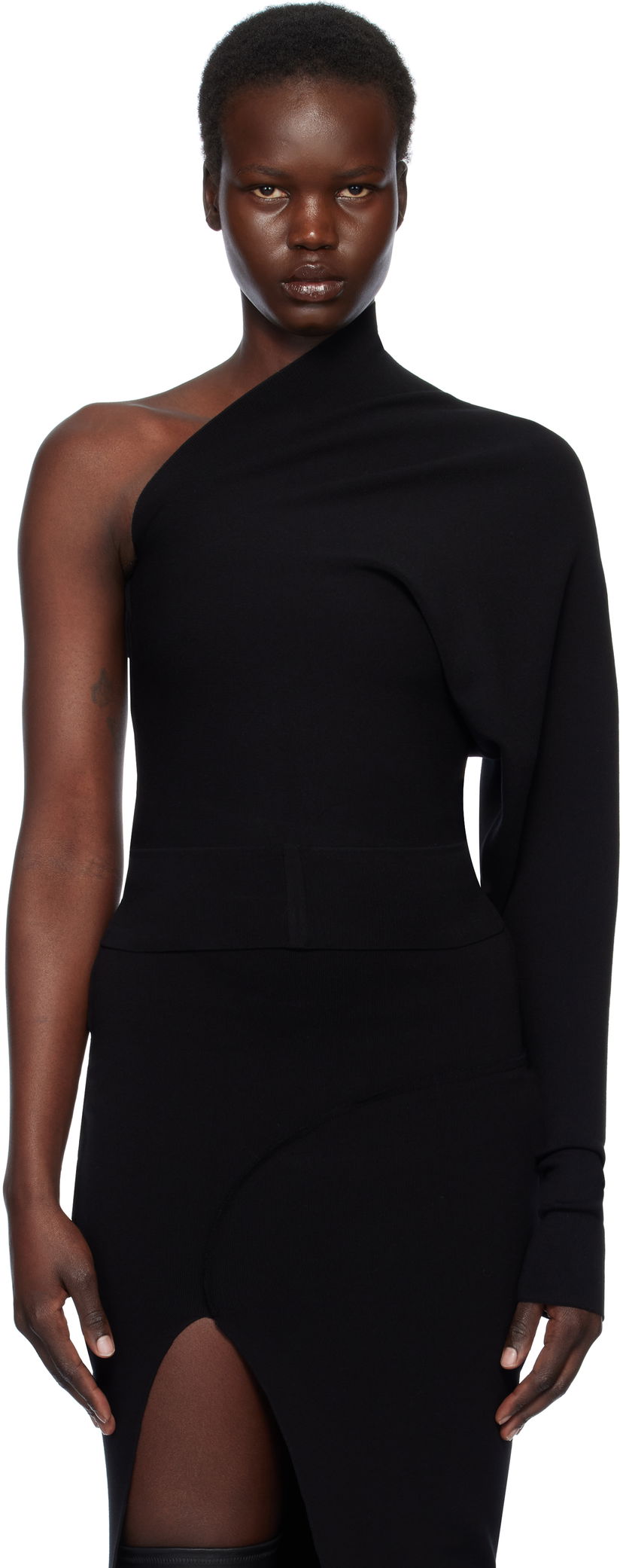плаття Rick Owens Rick Owens Hollywood One Shoulder Asymmetrical Top чорний | RP01E7691 KST