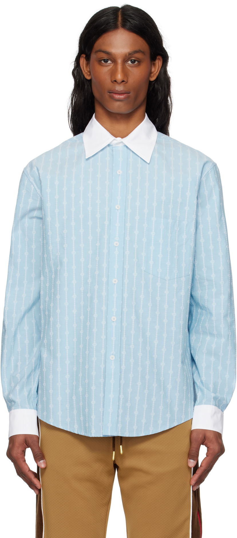 Сорочка Casablanca Casablanca Laurel Stripe Jacquard Shirt Синій | MS25-SH-175-01