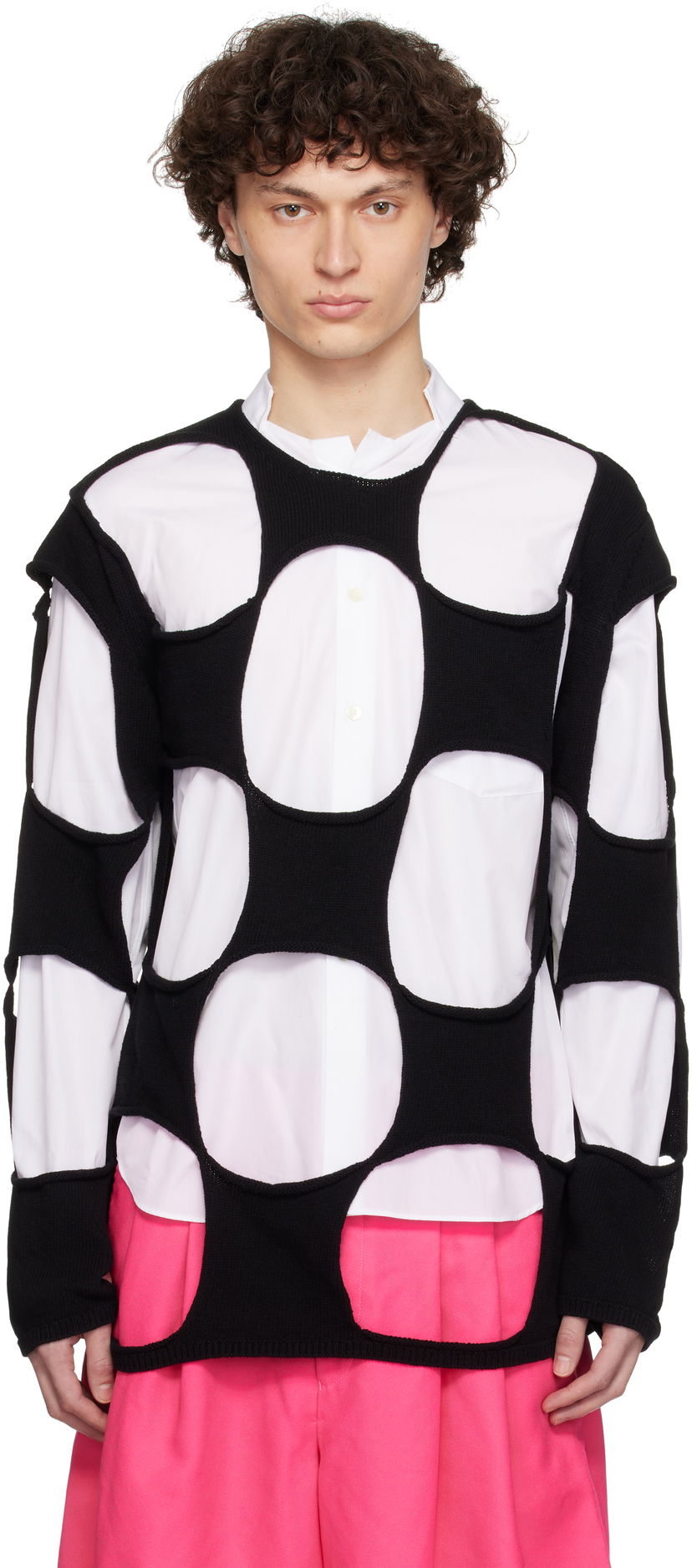 Cветр Comme des Garçons Homme Plus Cotton Code Intarsia B Pattern Crewneck Sweater чорний | PO-N012-051