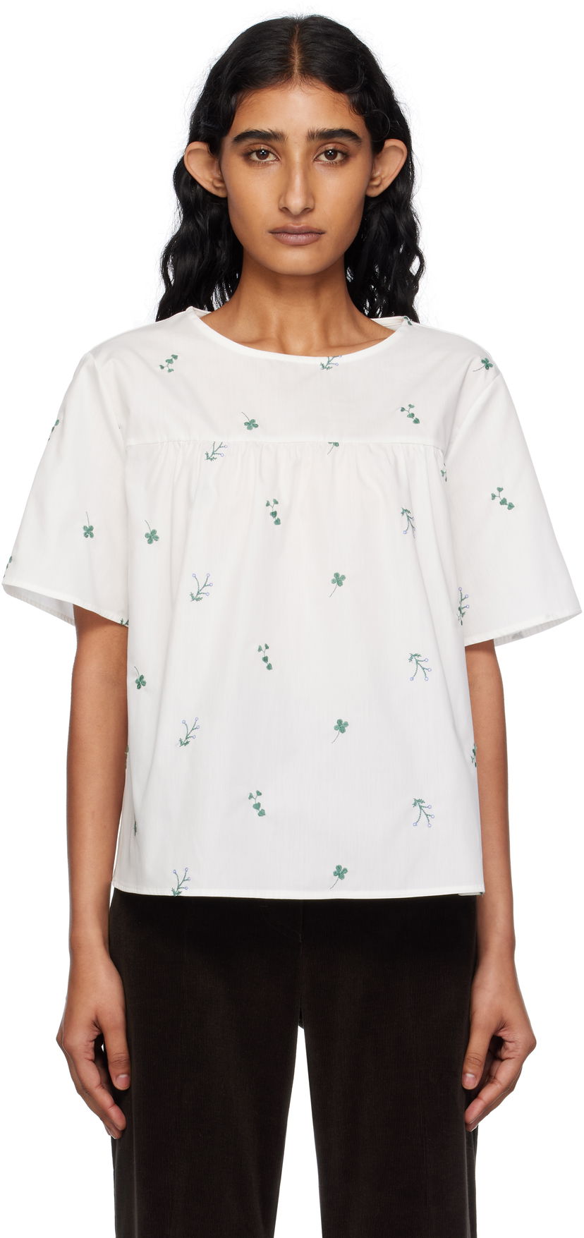 Футболка Max Mara Weekend Max Mara Edita Floral Embroidered Top білий | 2515941072600