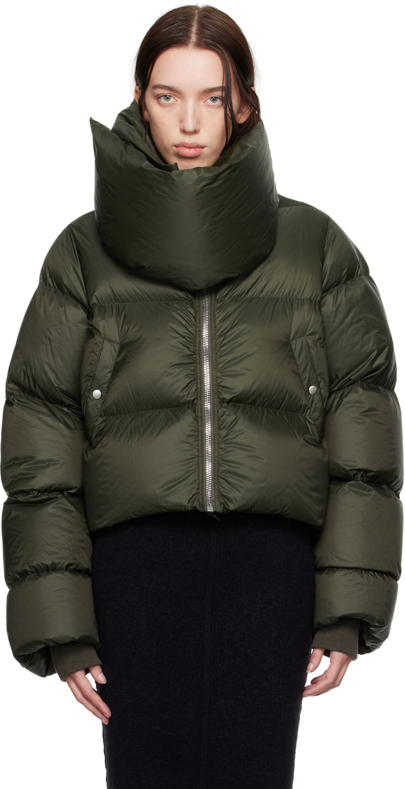 Пуховик Rick Owens Funnel Neck Down Зелений | RO02D3774 NPD3