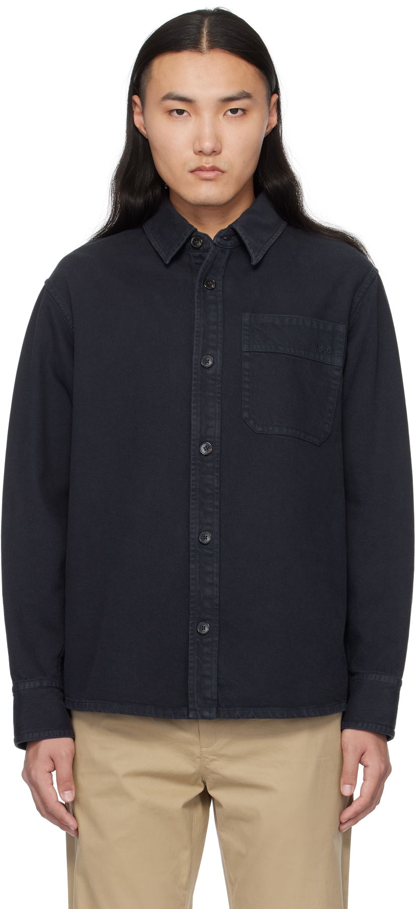 Сорочка A.P.C. Chest Pocket Overshirt темно-синій | COGZV-H02918