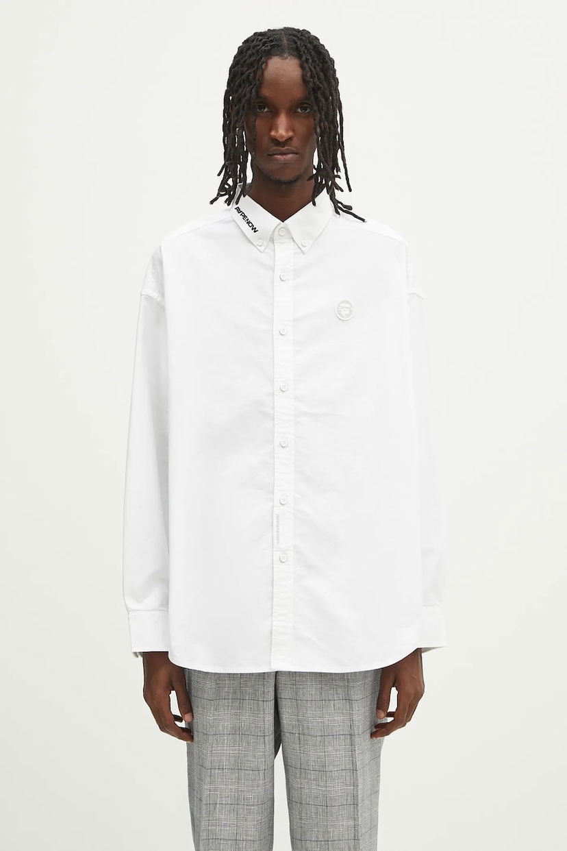 Сорочка AAPE by A Bathing Ape AAPE Now Long Sleeve Button-Down Shirt білий | AAPSTM8496XXN