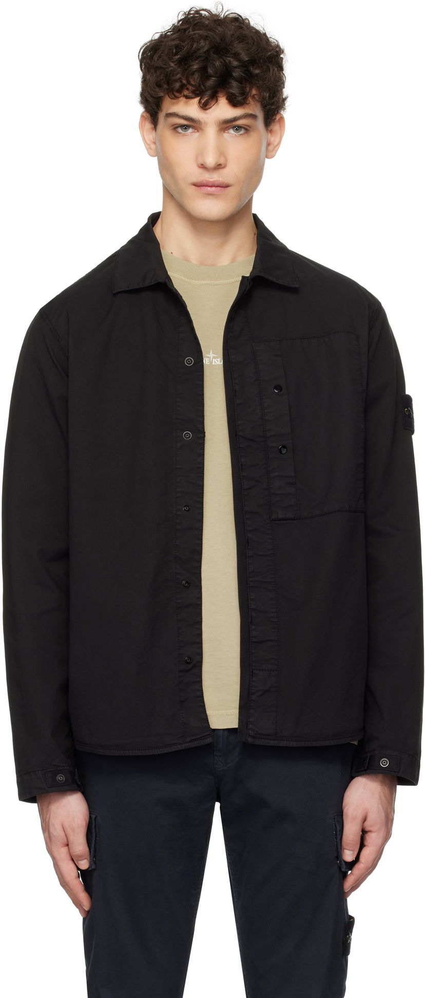 Сорочка Stone Island Stone Island Supima Cotton Twill Stretch-TC Overshirt чорний | K1S15 1200033 S0010