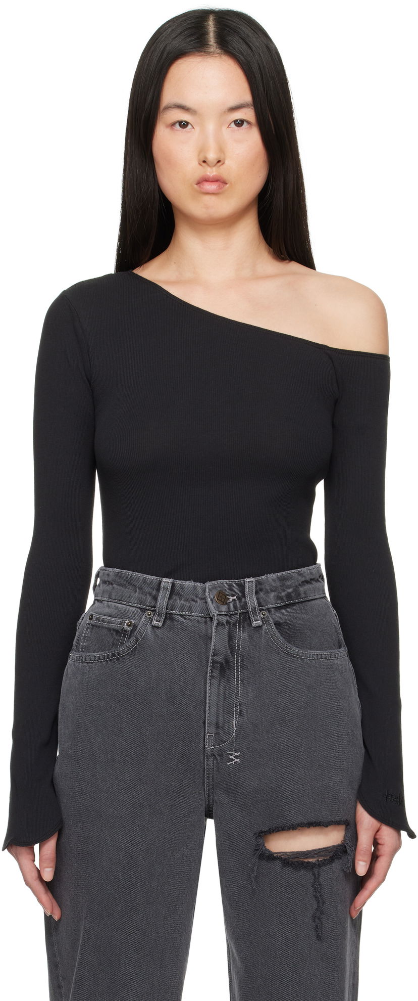Cветр Ksubi Ksubi Blessings One Shoulder Ribbed Top чорний | WSP25FT011