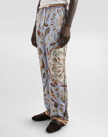 Штани Dolce & Gabbana Dolce & Gabbana Silk Twill Shell-Print Trousers Синій | GVRMATHI1ZBHC5PK, 1