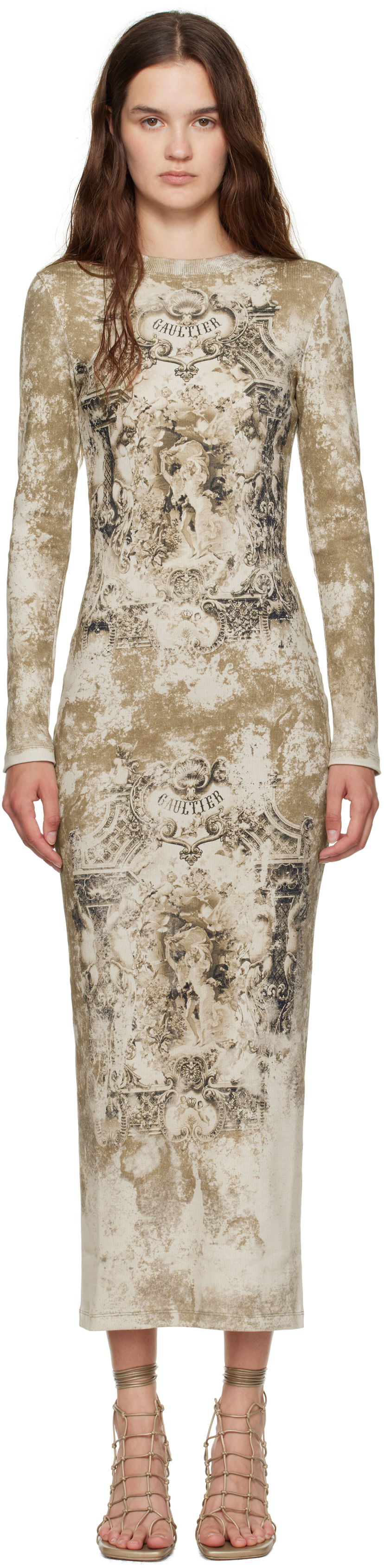 плаття Jean Paul Gaultier Jean Paul Gaultier 'The Médaillon' Cotton Maxi Dress бежевий | 25/03-W-DR018-J013P-6965