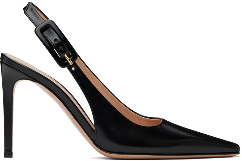 Кросівки та взуття Gianvito Rossi Tokio Leather Slingback Heels чорний | G95441-95RIC-TOK