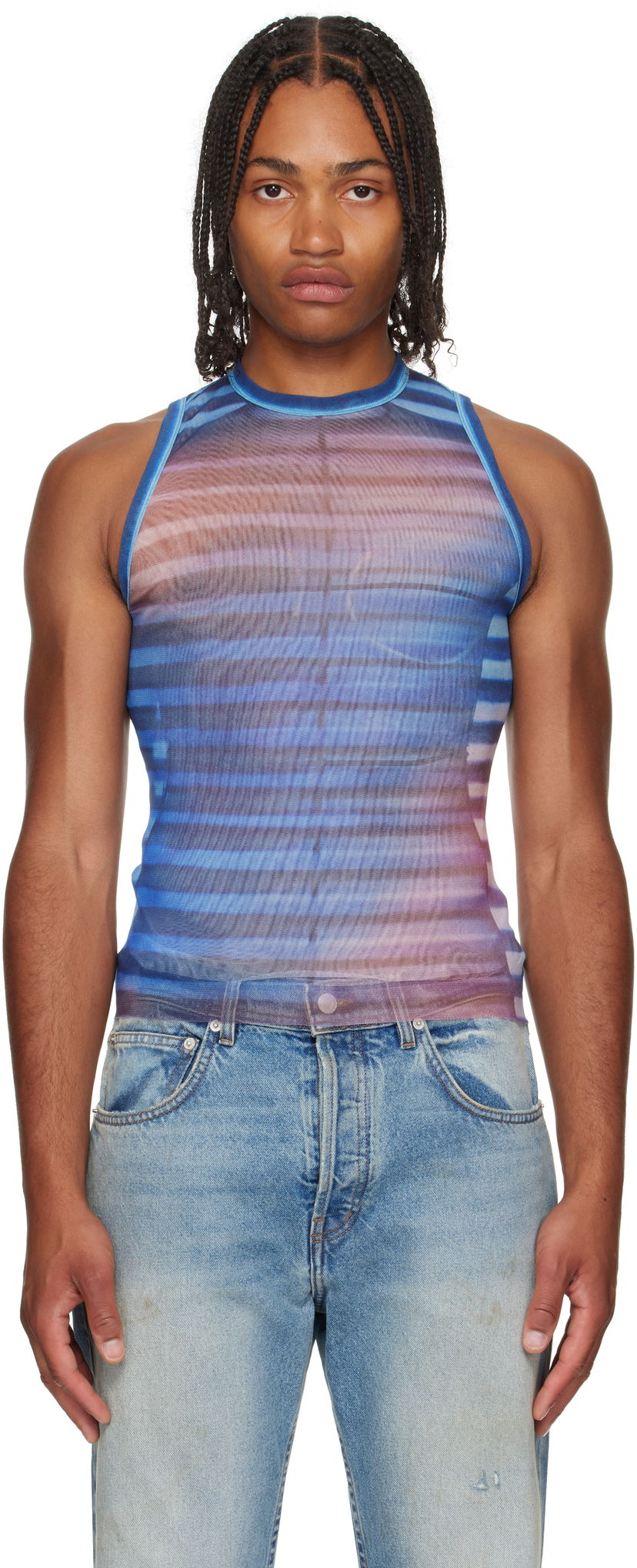Безрукавка Jean Paul Gaultier Jean Paul Gaultier 'The Air' Striped Tank Top Синій | 25/03-W-TO332-M005P-565034