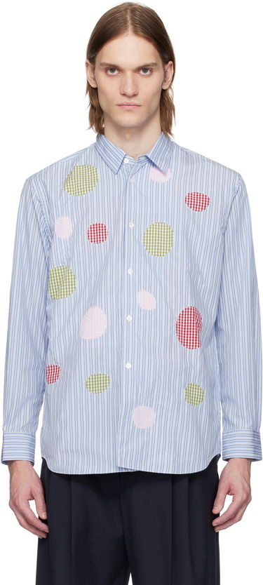 Сорочка Comme des Garçons Comme des Garçons Yarn Dyed Stripe Poplin & Check Shirt Синій | FO-B014-051, 0