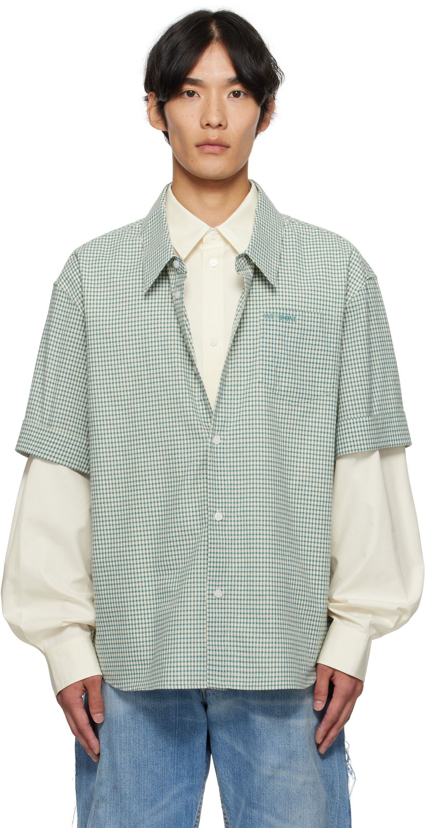 Сорочка We11done We11done Detachable Sleeves Shirt Зелений | WD-SH2-25-181-M-BG
