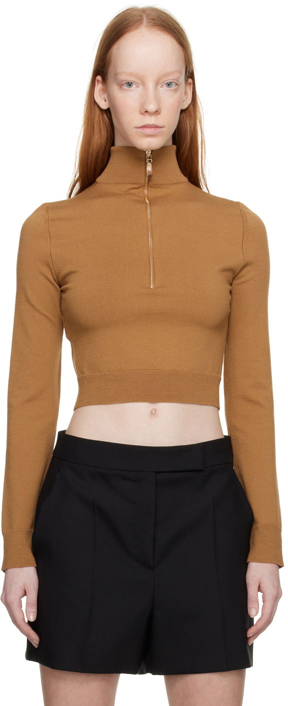 Cветр Max Mara Max Mara Balbo Cropped Mock Neck Sweater Коричневий | 2313611031600 13611031