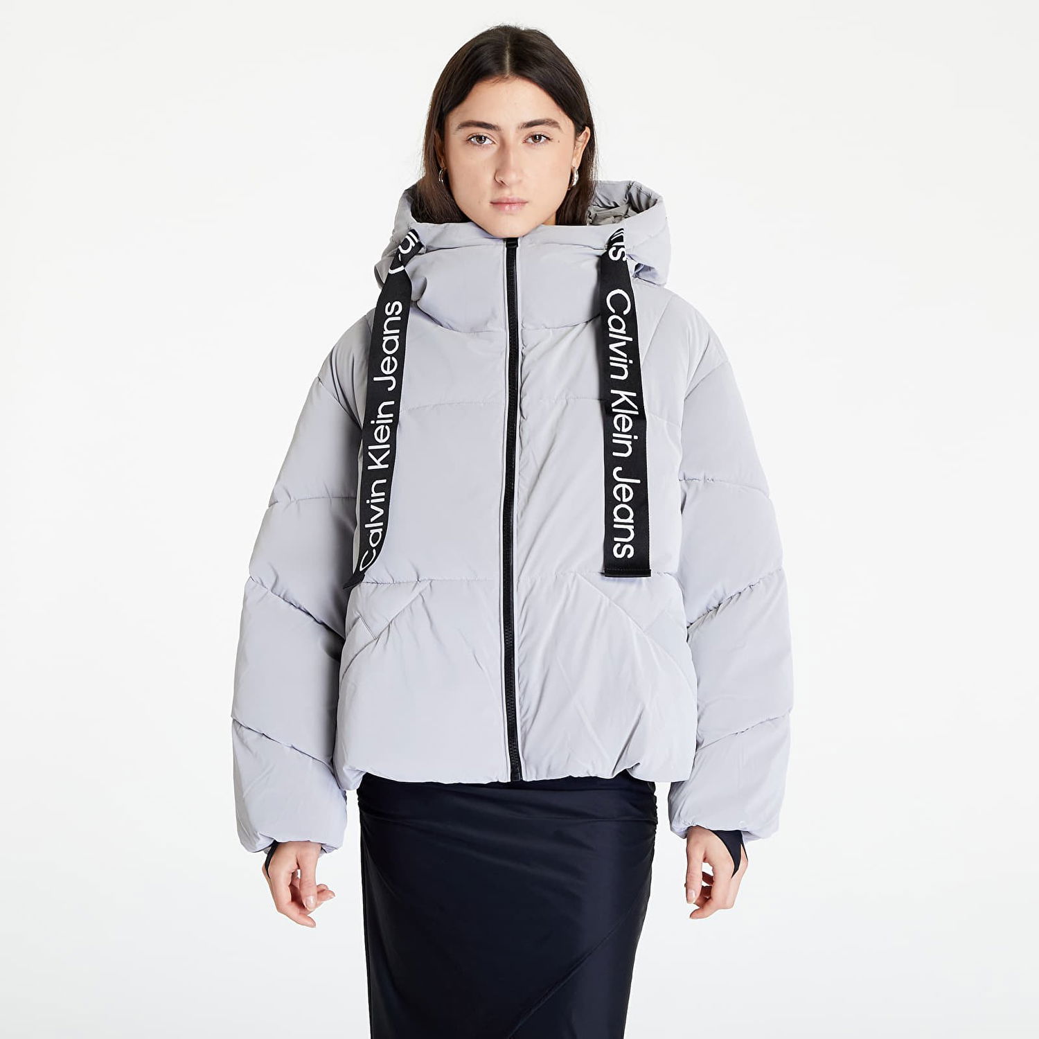 Пуховик CALVIN KLEIN Long Drawcords Soft Сірий | J20J220017 PQY, 0