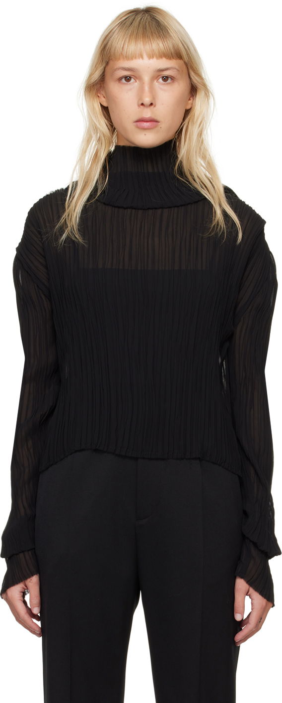 Cветр Maison Margiela MM6 Pleated Turtleneck чорний | S52NH0012 S78565