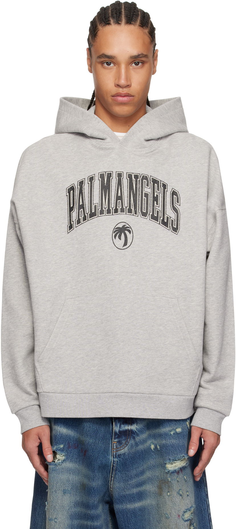 Світшоти Palm Angels Palm Angels College Logo Hoodie Сірий | PMBB155S25FLE0010810
