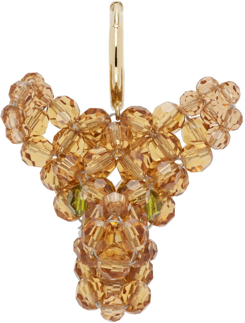 Сережки Simone Rocha Simone Rocha Creature Trophy Head Beaded Single Earring Жовтий | ERG511-M 0903
