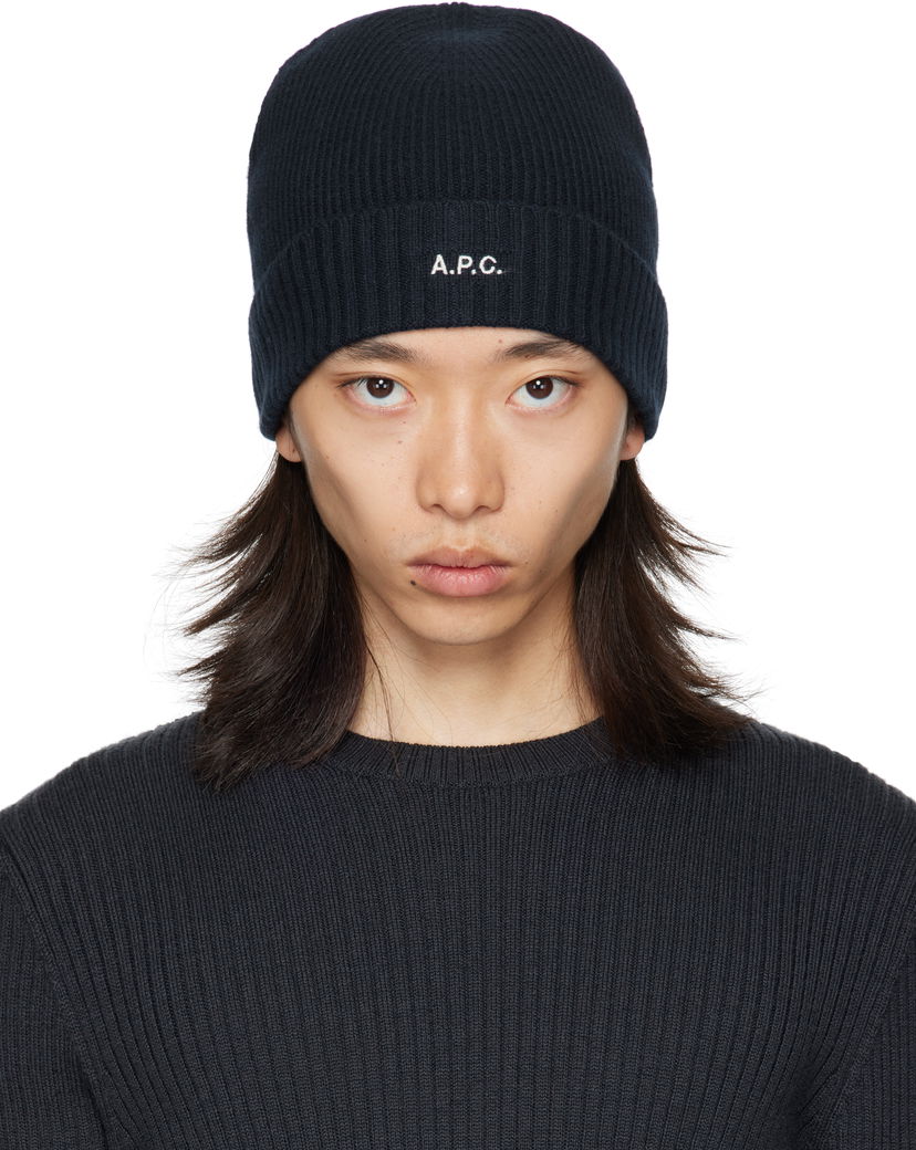 Шапка A.P.C. A.P.C. Colin Ribbed Knit Beanie чорний | WVBCZ-M25091