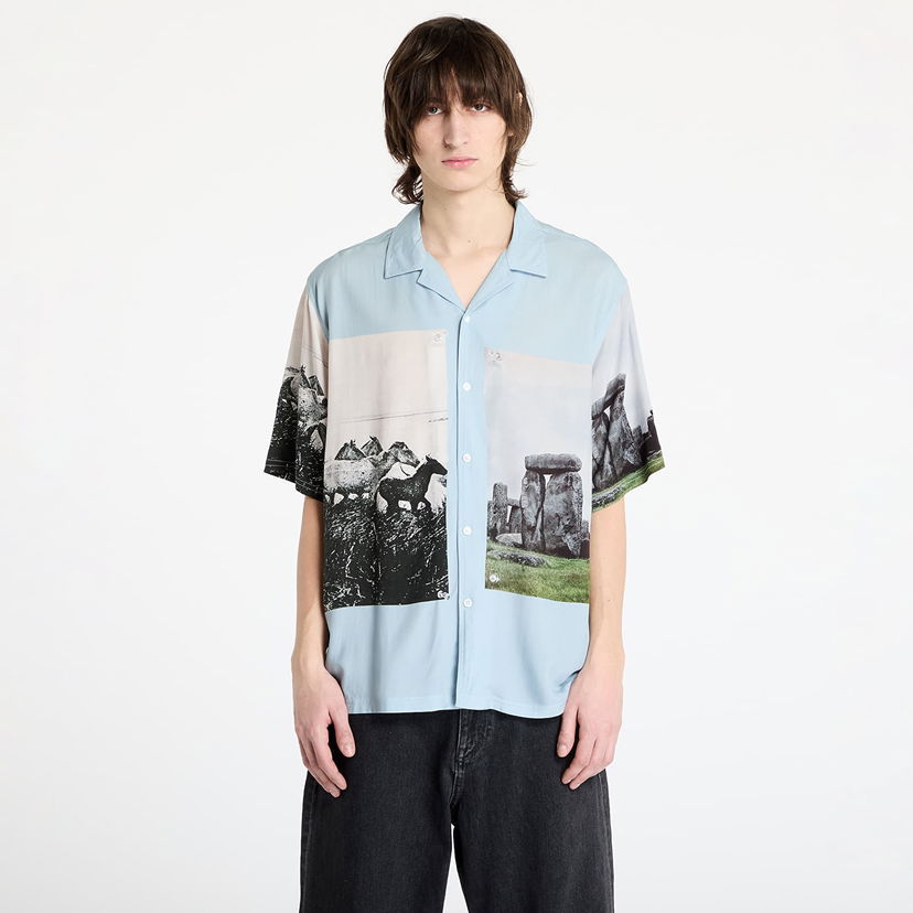 Сорочка Pleasures PLEASURES Stone Horse Button Down Shirt Синій | P25SP022 BLUE