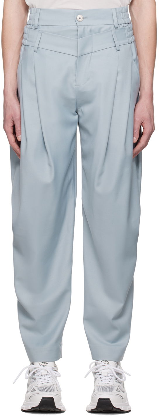 Штани Feng Chen Wang Feng Chen Wang Double Waistband Trousers Синій | FUS15TR05