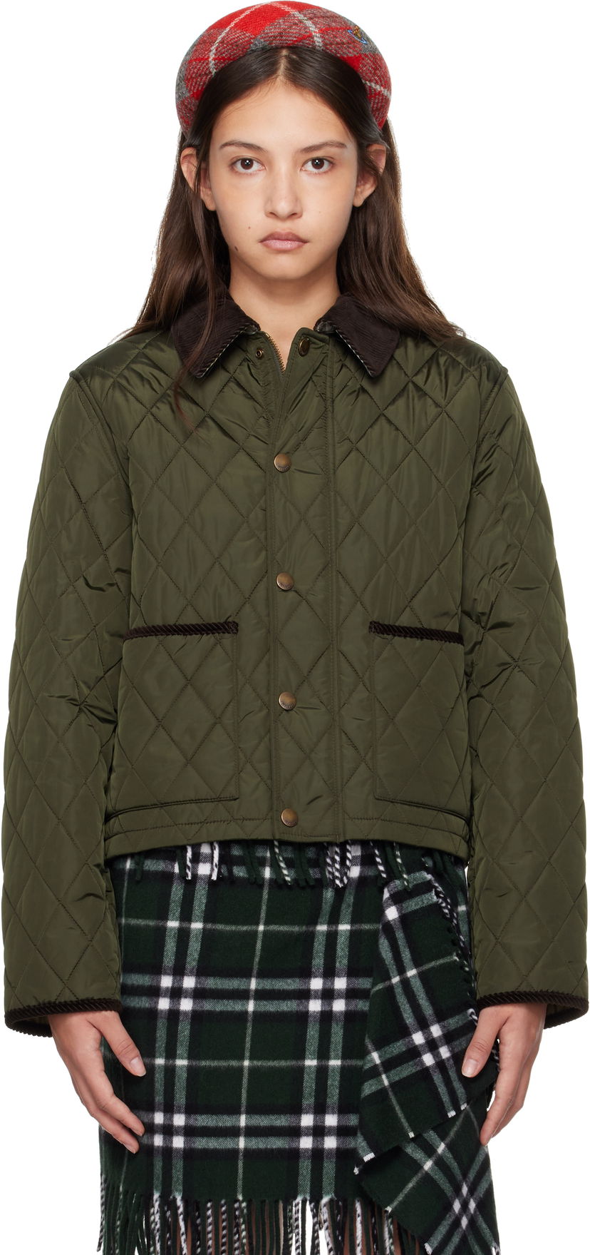 Пуховик Burberry Short Quilted Jacket Зелений | 8105099