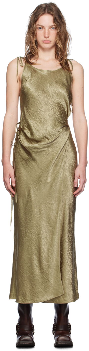 плаття Acne Studios Khaki Wrap Maxi Dress Зелений | A20752-