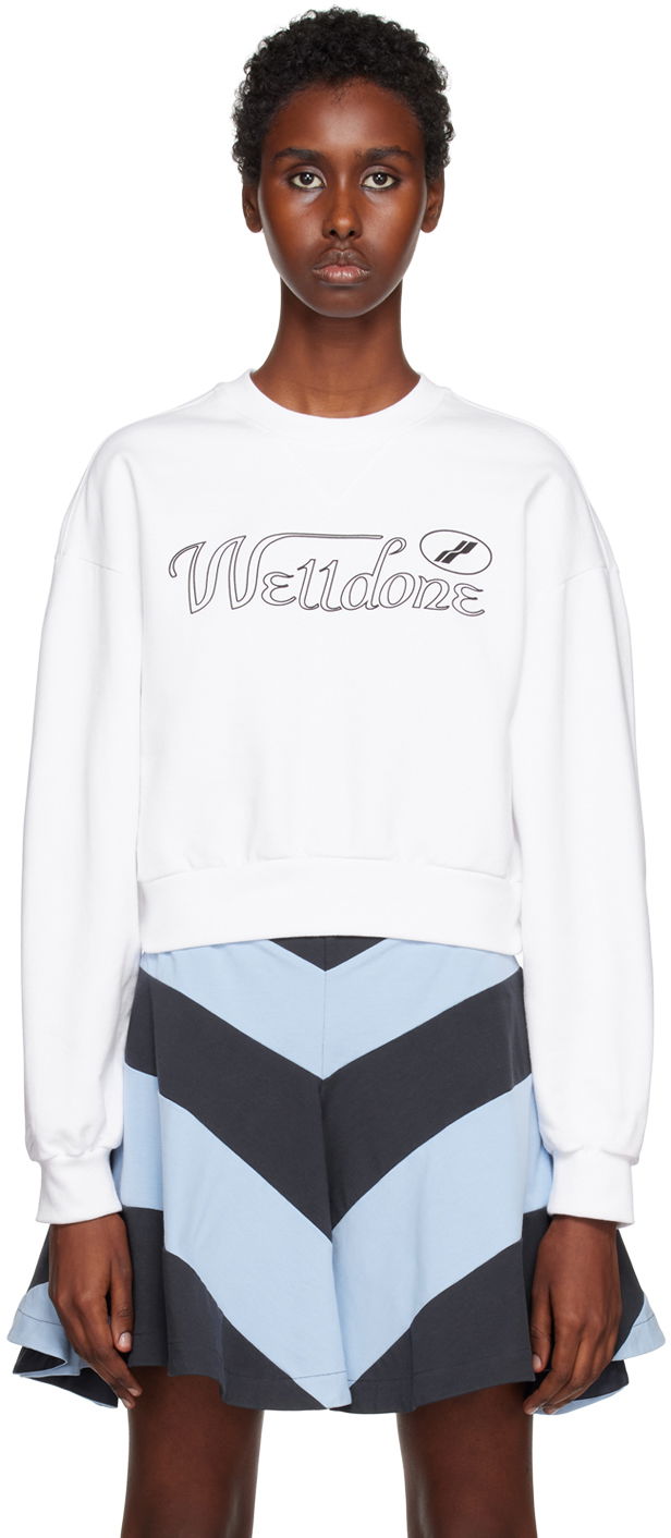 Світшоти We11done Cropped Graphic Sweatshirt білий | WD-TS3-22-860-W-WH