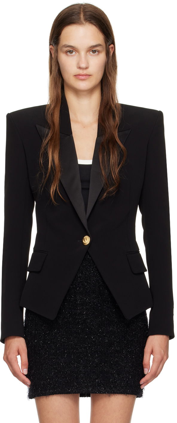 Куртка Balmain Single-Button Satin-Lapel Blazer чорний | DF1SE059VB00, 0