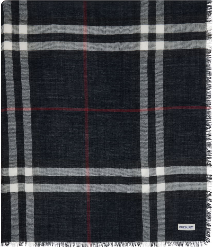 Шарф Burberry Burberry Wide Check Wool Scarf темно-синій | 8110470