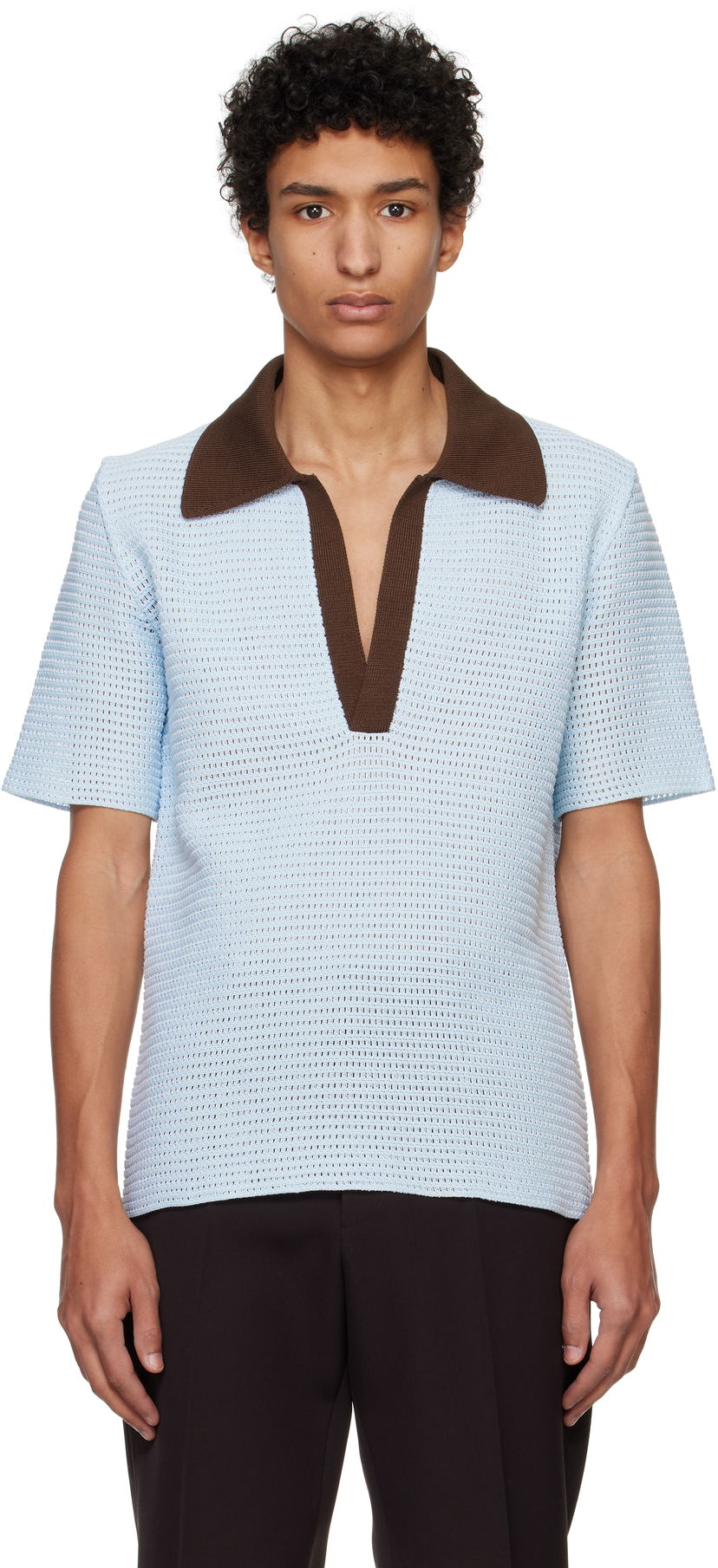 Cветр Jil Sander Jil Sander Knitted Polo Синій | J22GL0113_J15434