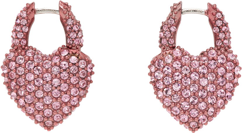 Сережки Balenciaga Balenciaga Minnie Heart Crystal Earrings Рожевий | 811879 TZ63V