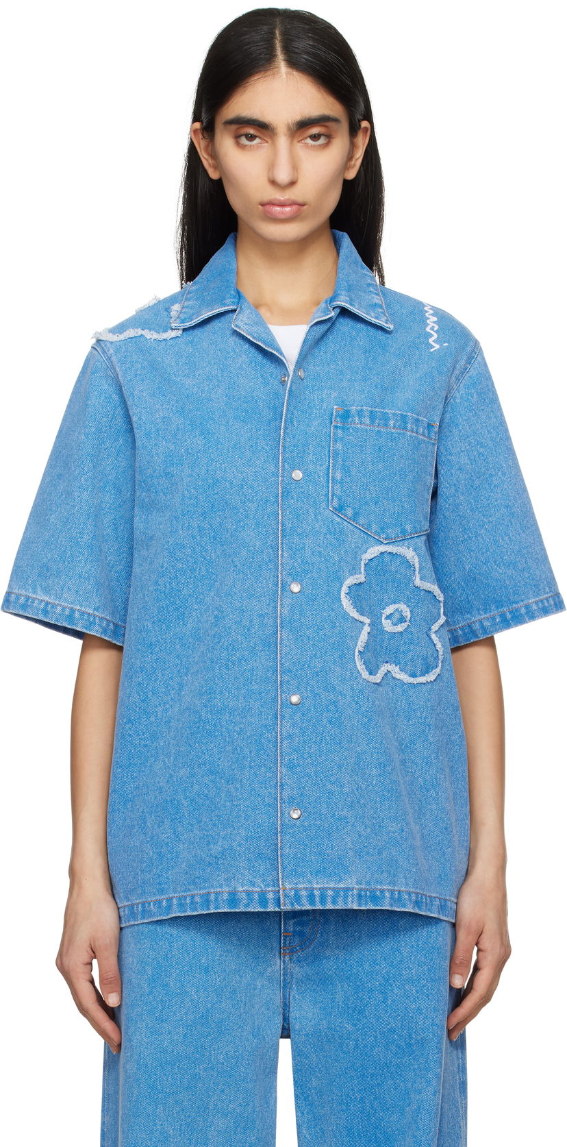 Сорочка Marni Marni Patched Denim Shirt Синій | CAJD0614QS USCX34