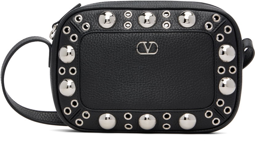 Сумка Valentino Valentino Garavani Nellcôte Calfskin Studded Shoulder Bag чорний | 7Y2B0R74MJL