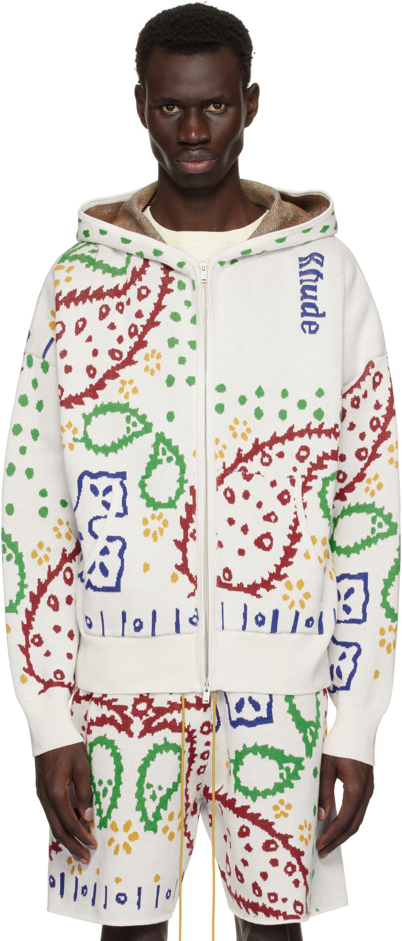 Світшоти Rhude Rhude Bandana Knit Full-Zip Hoodie білий | RHPS25HO01472
