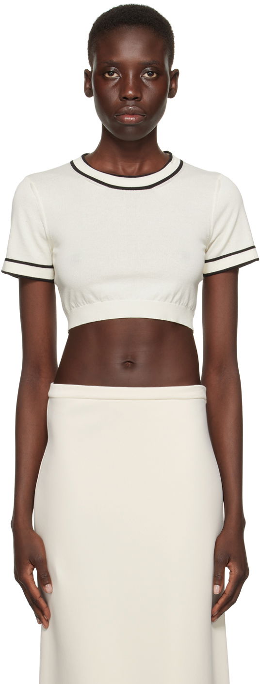 Кроп-топи Max Mara Max Mara Uscio Cropped T-Shirt білий | 2411361042600