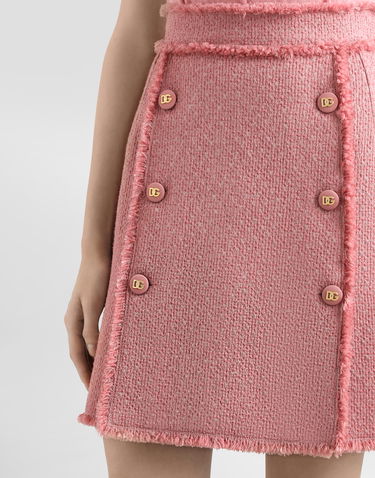 Спідниця Dolce & Gabbana Dolce & Gabbana Raschel Tweed Skirt with DG Logo Buttons Рожевий | F4C03TGDCYKF0473, 3