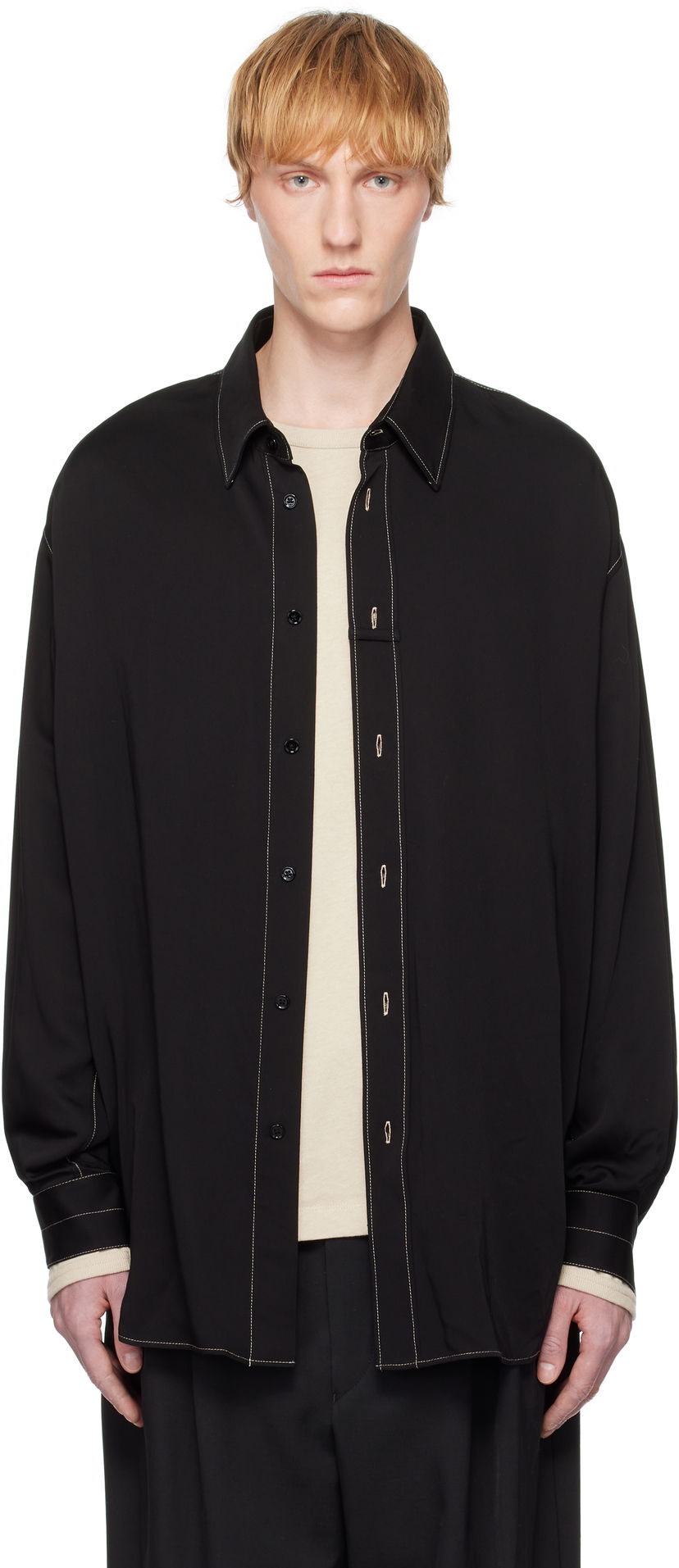 Сорочка LEMAIRE Lemaire Loop Button-Up Shirt чорний | SH1169 LF1392