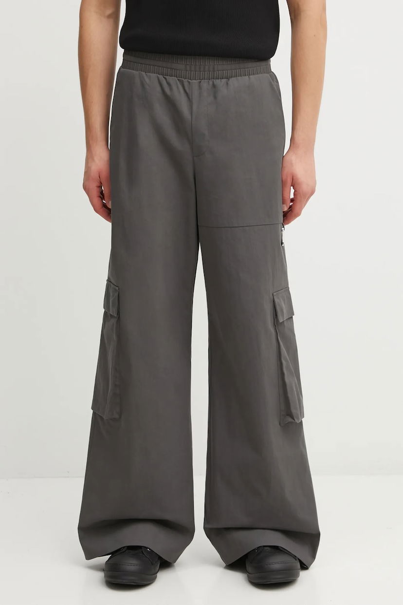 Штани карго HELIOT EMIL Wide Leg Elastic Waist Cargo Pants Сірий | AW25.M.10.207.DGY05.CO
