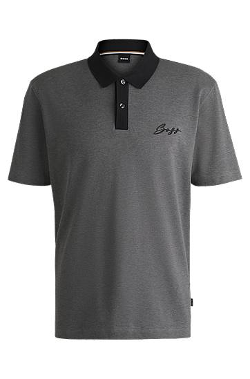 Сорочка поло BOSS Mercerized Cotton Polo Shirt with Script Logo Сірий | 50531402