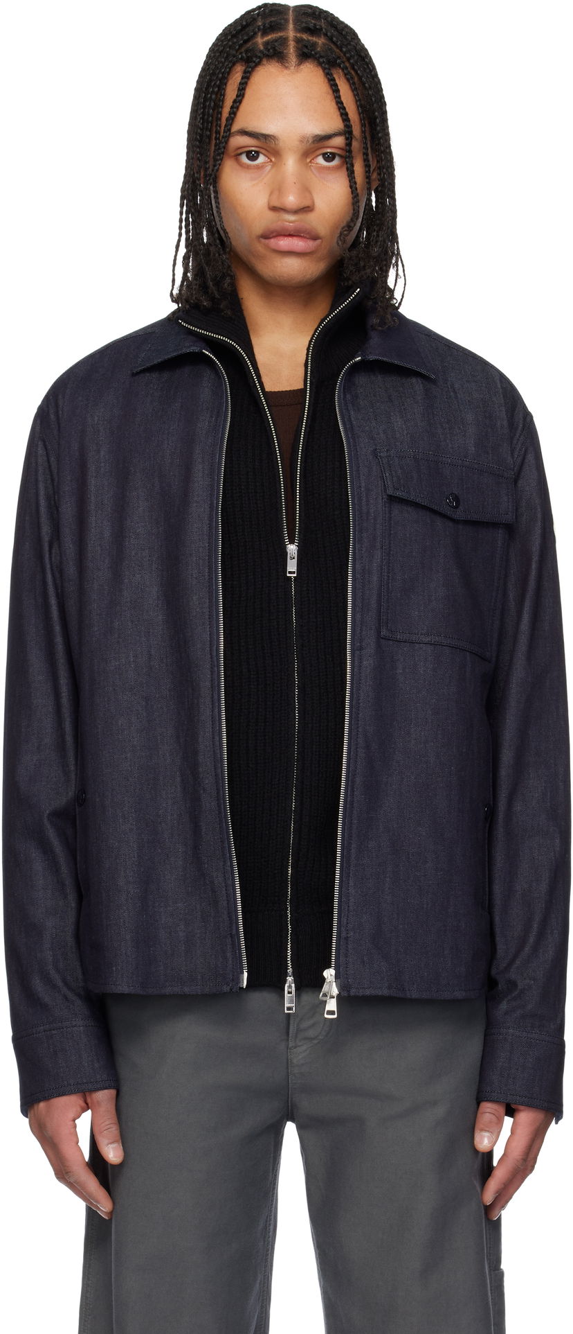 Куртка Moncler Moncler Long Sleeve Zip-Up Denim Jacket Синій | K10912F00017M6688