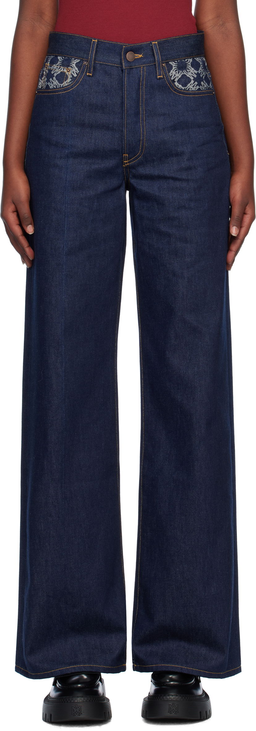 Джинси AMIRI 'MA' Quad High Rise Wide Leg Jeans Синій | AWDNGG1006