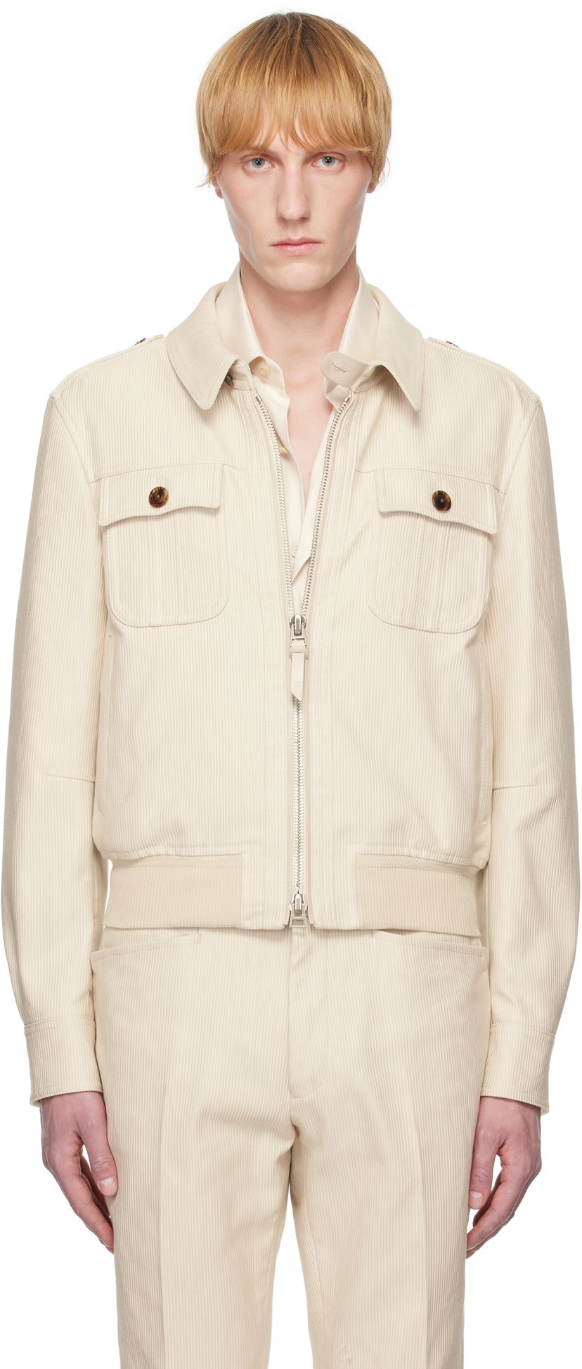 Куртка бомбер Tom Ford TOM FORD Summer Corduroy Battle Jacket бежевий | OBS054-FMC210S25